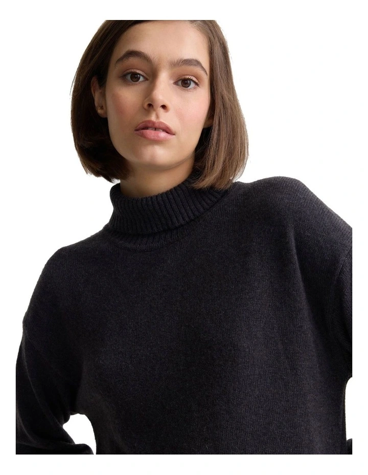 Tilda Knitted Wool Mini Dress in Charcoal image 4