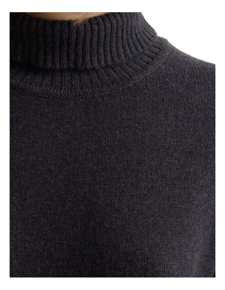 Tilda Knitted Wool Mini Dress in Charcoal image 6