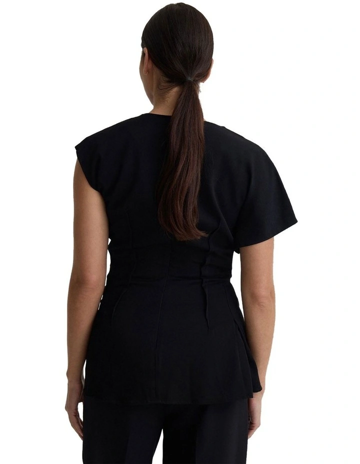 Lily Stretch Structured Top in Black image 2