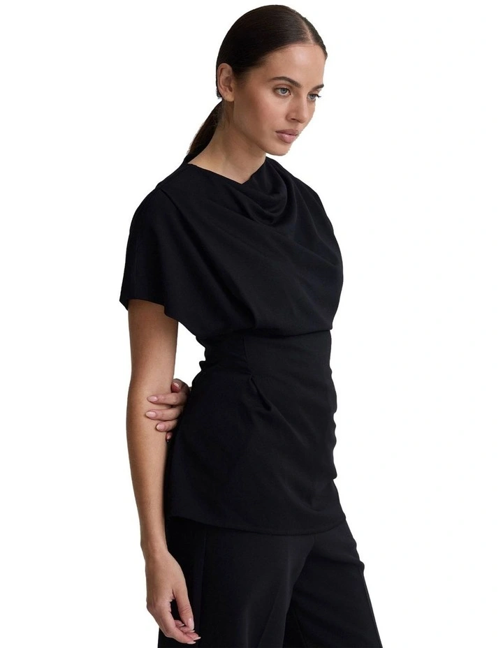 Lily Stretch Structured Top in Black image 3