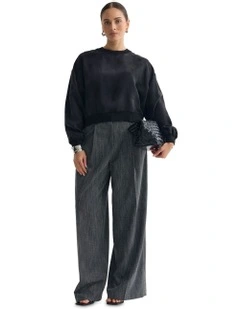 Lola Rib Collar Cupro Top in Black