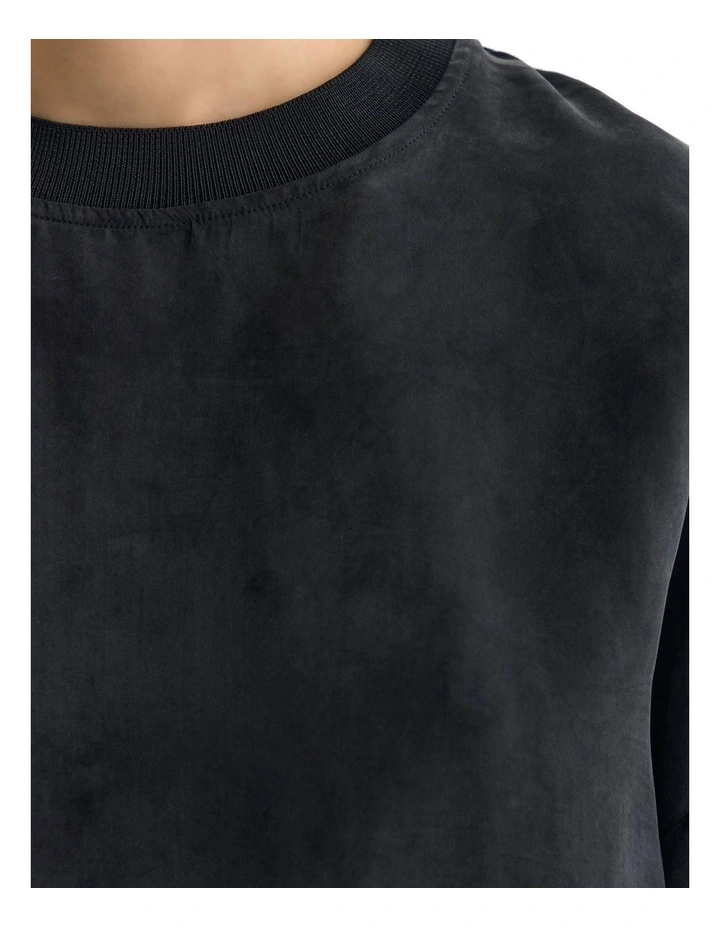 Lola Rib Collar Cupro Top in Black image 6