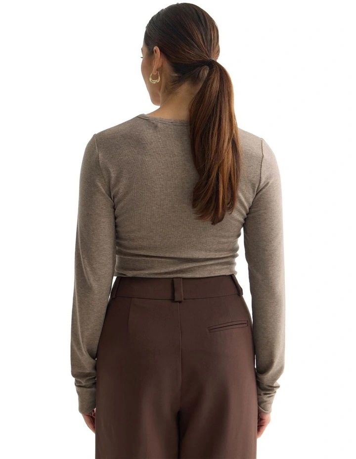 Holly Fine Wool Knit Jumper in Mocha image 2
