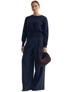 Wren Cotton Knit Jumper in Navy