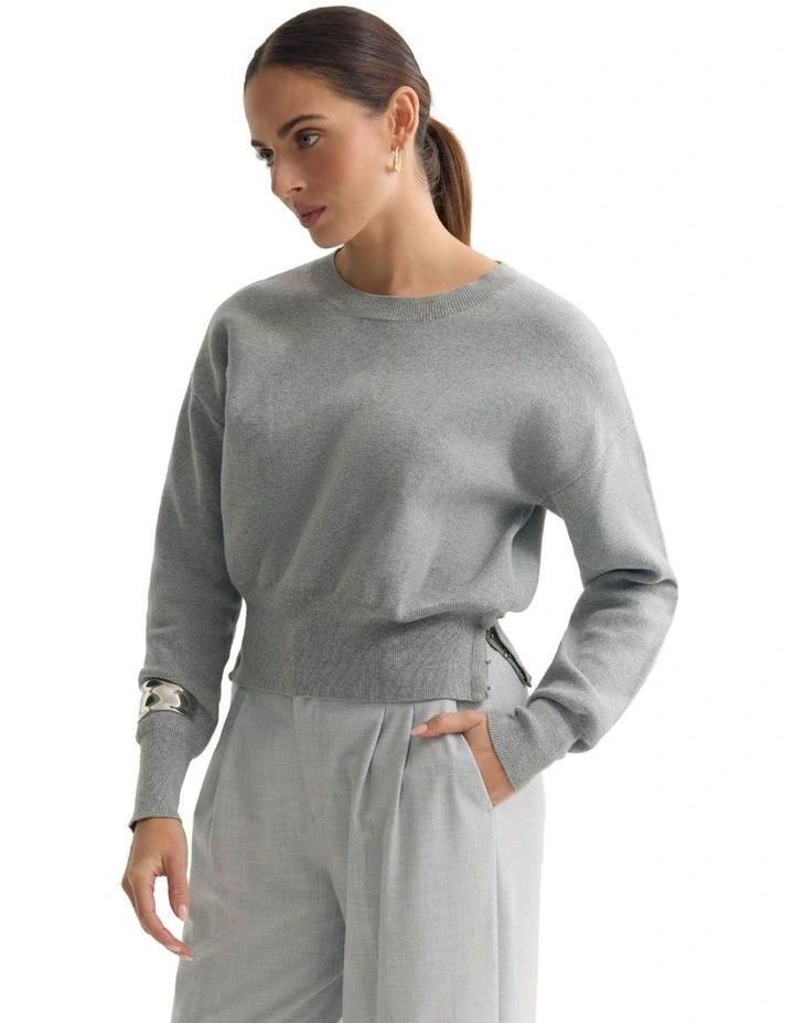 Wren Cotton Knit Jumper in Grey image 3