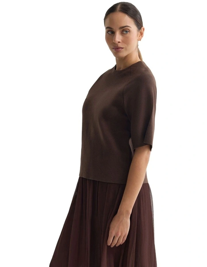 Katie Cotton Knit Jumper in Chocolate image 3
