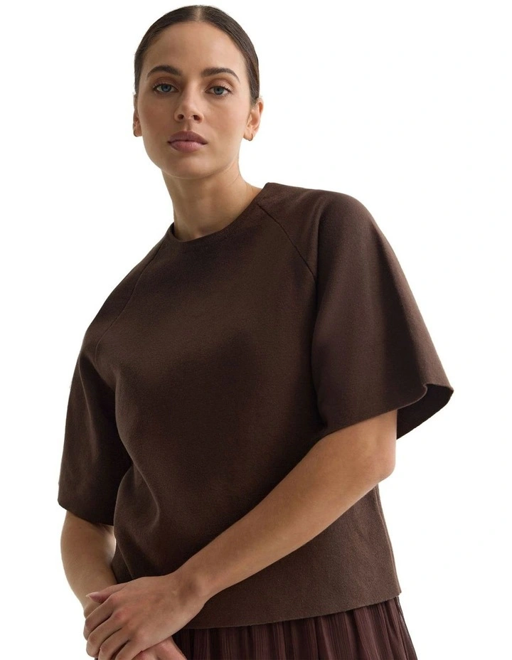 Katie Cotton Knit Jumper in Chocolate image 4