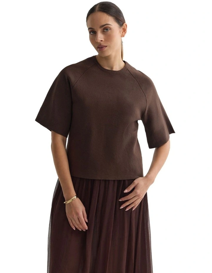 Katie Cotton Knit Jumper in Chocolate image 5