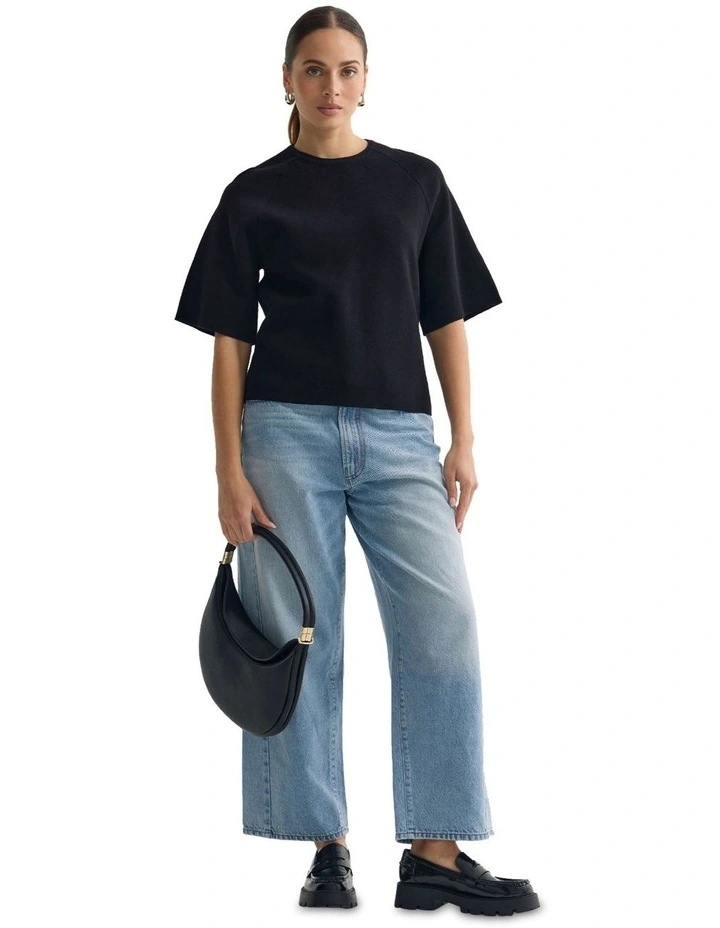 Katie Cotton Knit Jumper in Black image 1