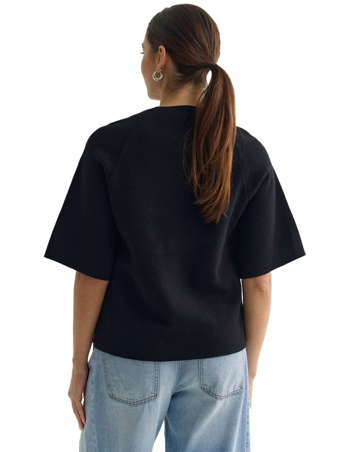 Katie Cotton Knit Jumper in Black image 2