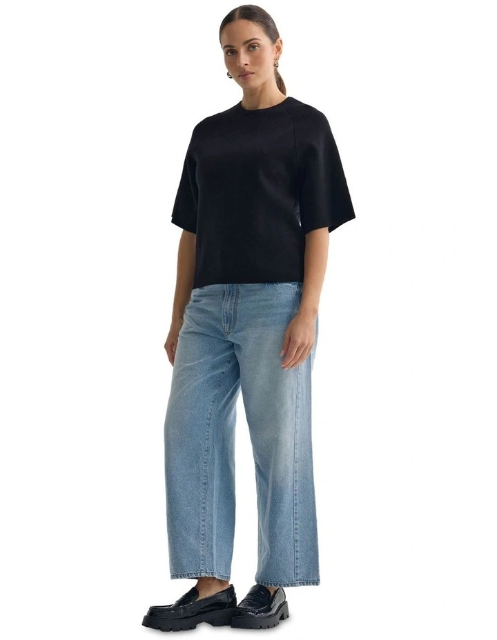 Katie Cotton Knit Jumper in Black image 3