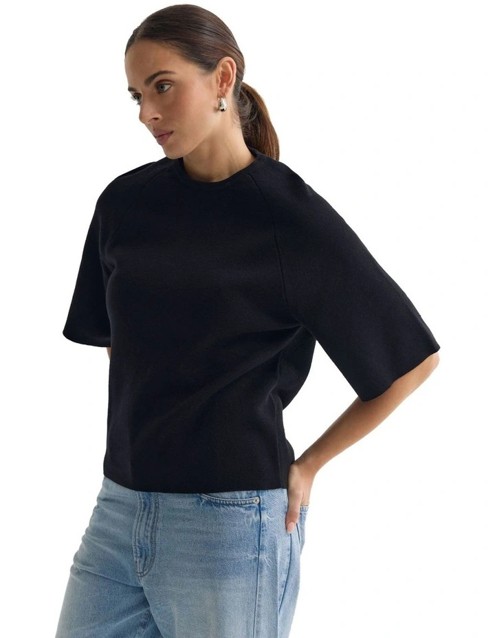 Katie Cotton Knit Jumper in Black image 4