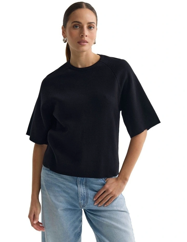 Katie Cotton Knit Jumper in Black image 5