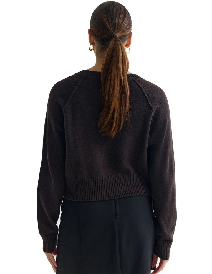 Mei Cashmere Blend Knit Jumper in Chocolate image 2