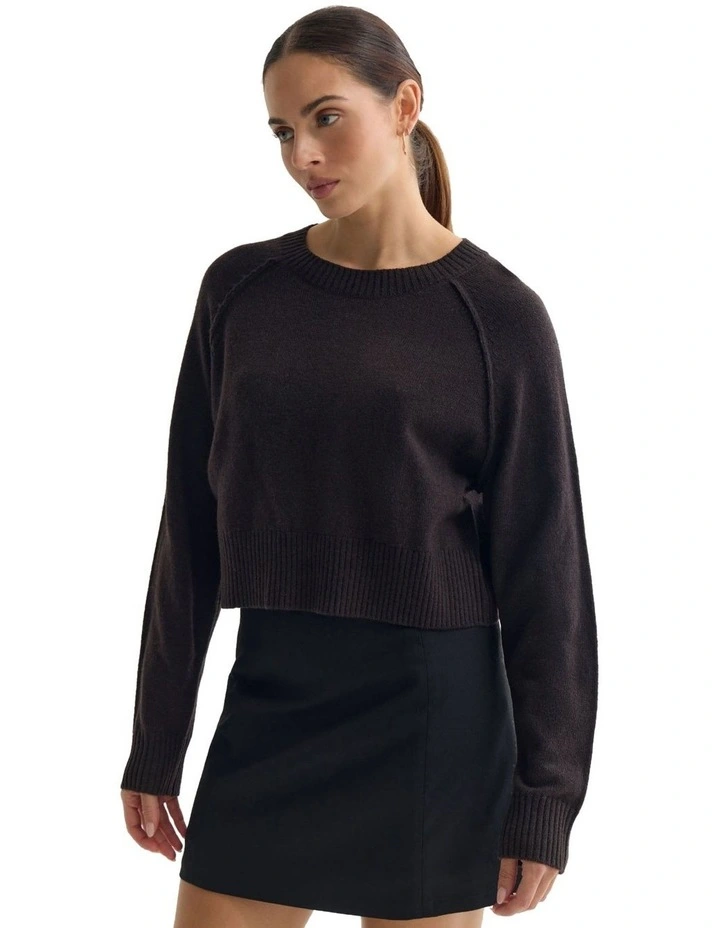 Mei Cashmere Blend Knit Jumper in Chocolate image 3