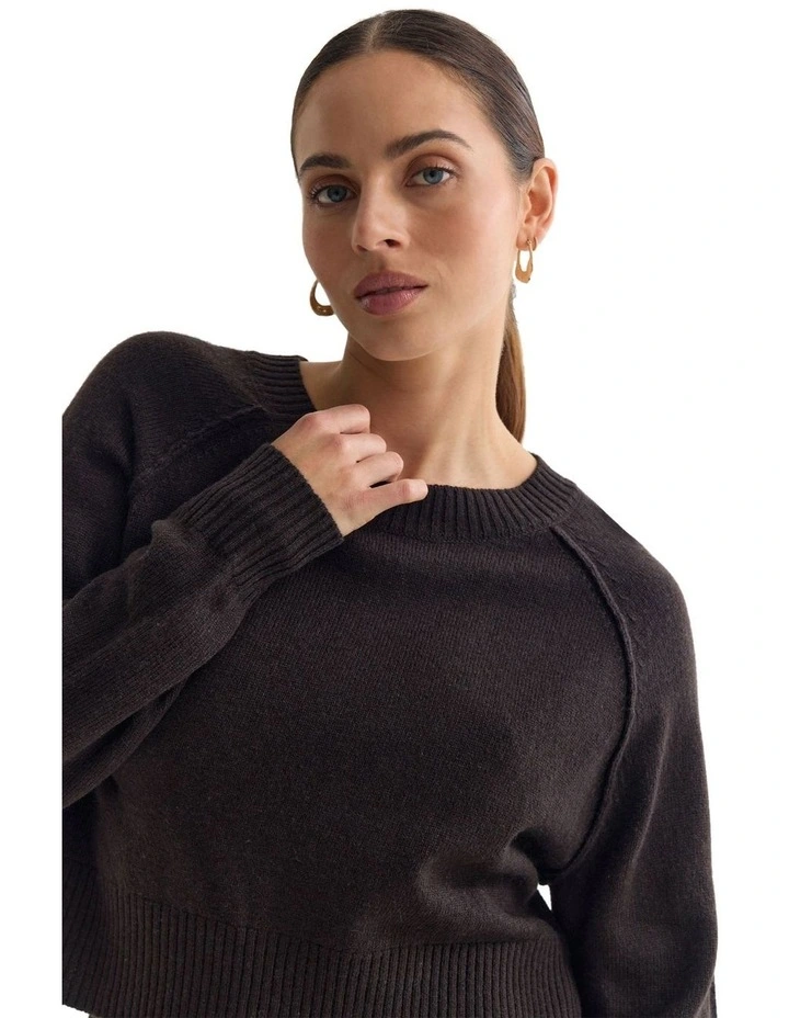 Mei Cashmere Blend Knit Jumper in Chocolate image 4