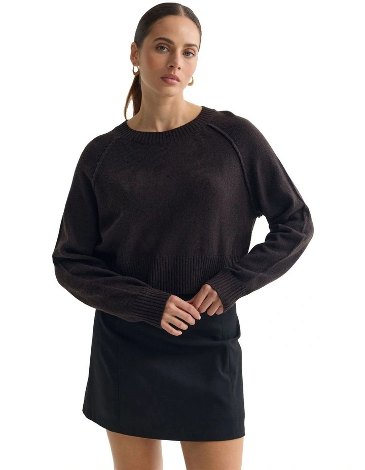 Mei Cashmere Blend Knit Jumper in Chocolate image 5