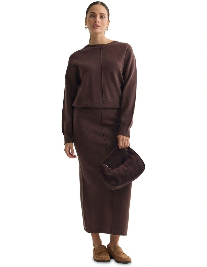 Anne Crew Neck Jumper in Chocolate image 1