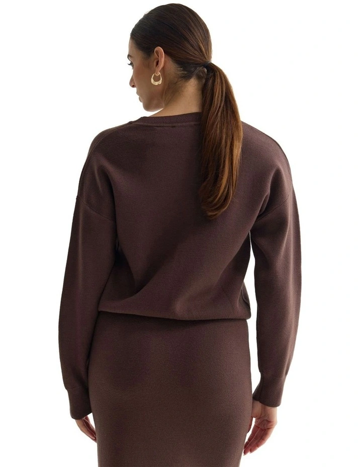 Anne Crew Neck Jumper in Chocolate image 2