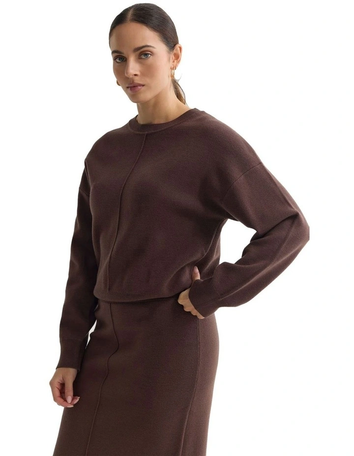 Anne Crew Neck Jumper in Chocolate image 3