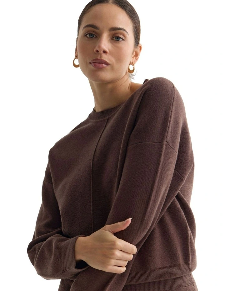 Anne Crew Neck Jumper in Chocolate image 4