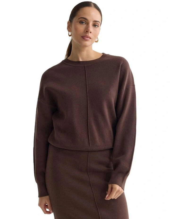 Anne Crew Neck Jumper in Chocolate image 5