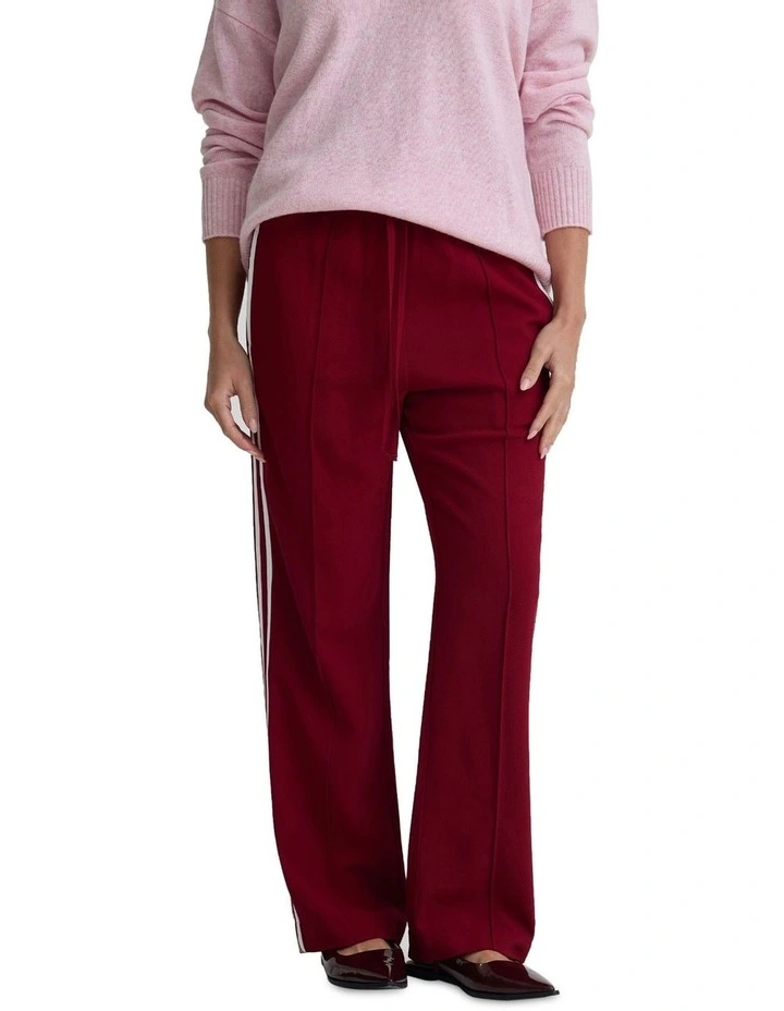 Contrast Stripe Pants in Burgundy image 1