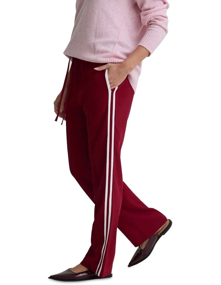 Contrast Stripe Pants in Burgundy image 3