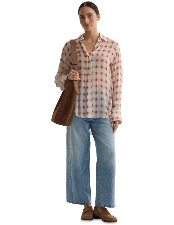 Mia Printed Shirt in Mocha image 1