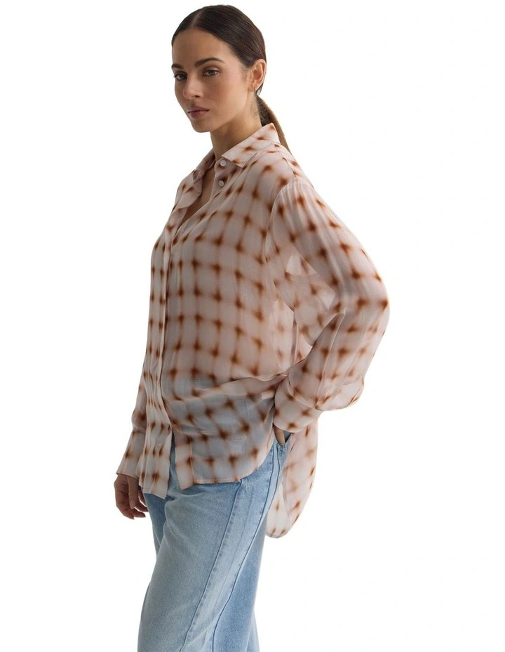 Mia Printed Shirt in Mocha image 3