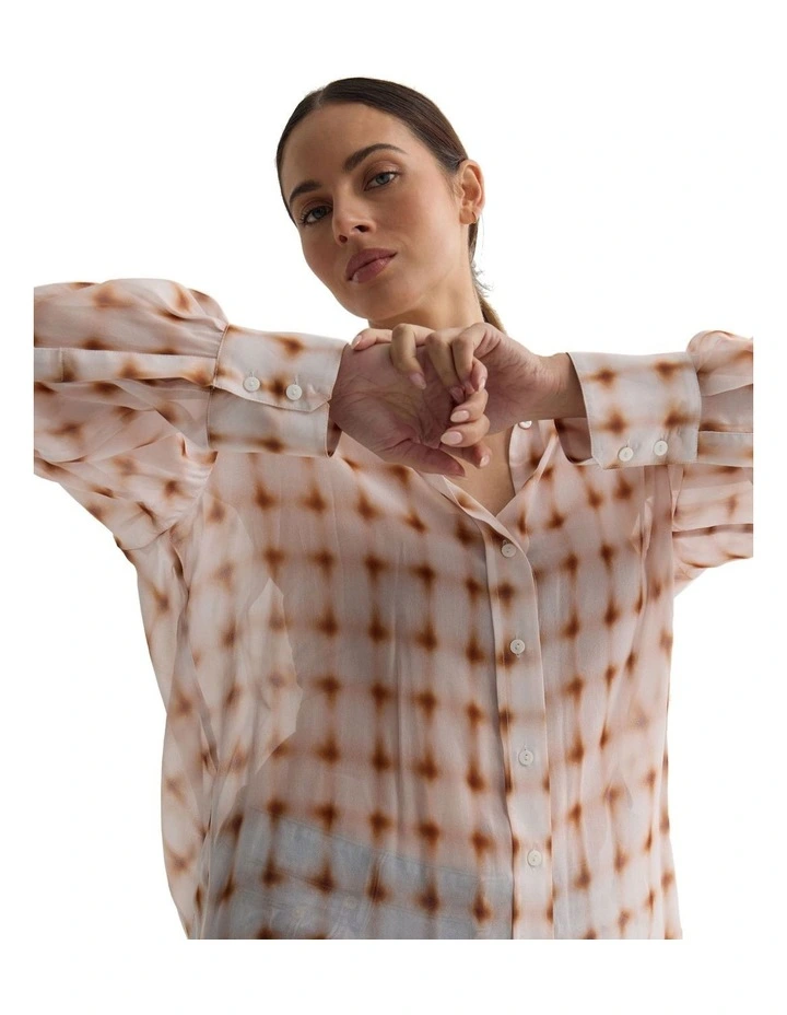 Mia Printed Shirt in Mocha image 4