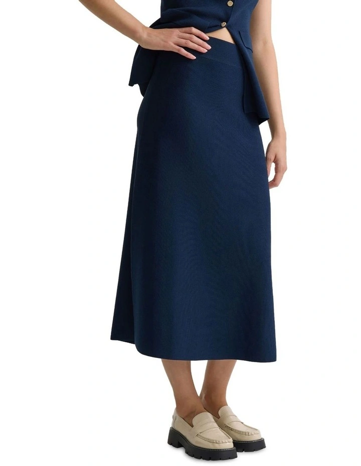 Gracie Knitted Midi Skirt in Navy image 3
