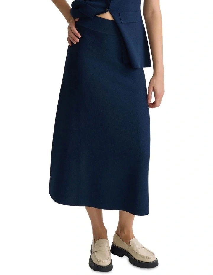 Gracie Knitted Midi Skirt in Navy image 4