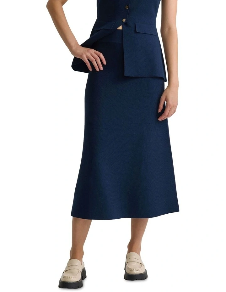 Gracie Knitted Midi Skirt in Navy image 5