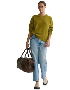 Toni Cashmere Blend Crew Neck Jumper in Light Olive