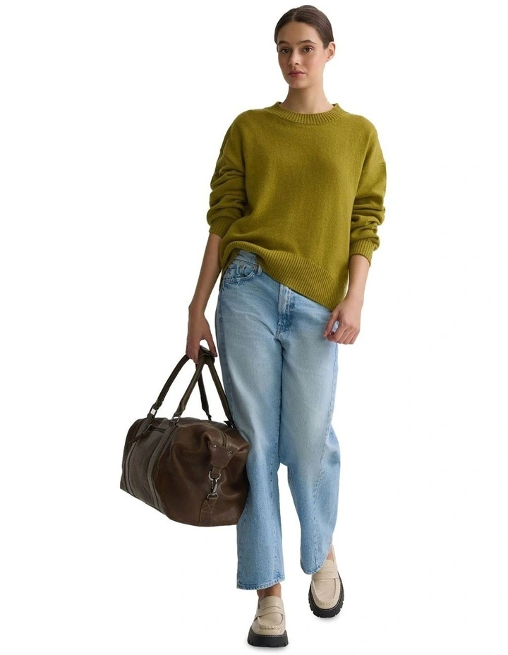 Toni Cashmere Blend Crew Neck Jumper in Light Olive image 1