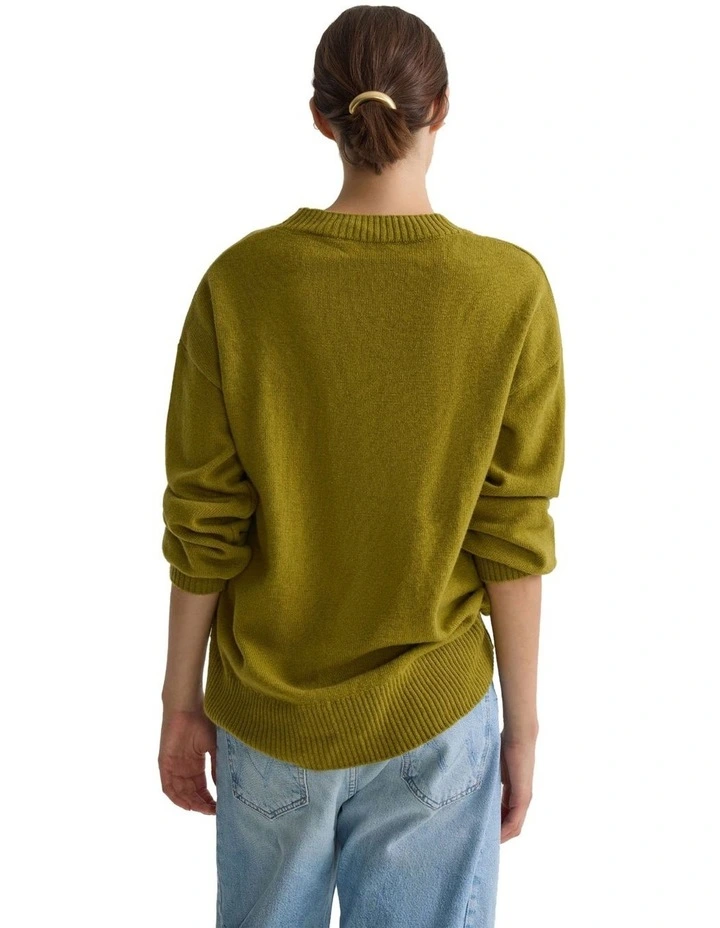 Toni Cashmere Blend Crew Neck Jumper in Light Olive image 2