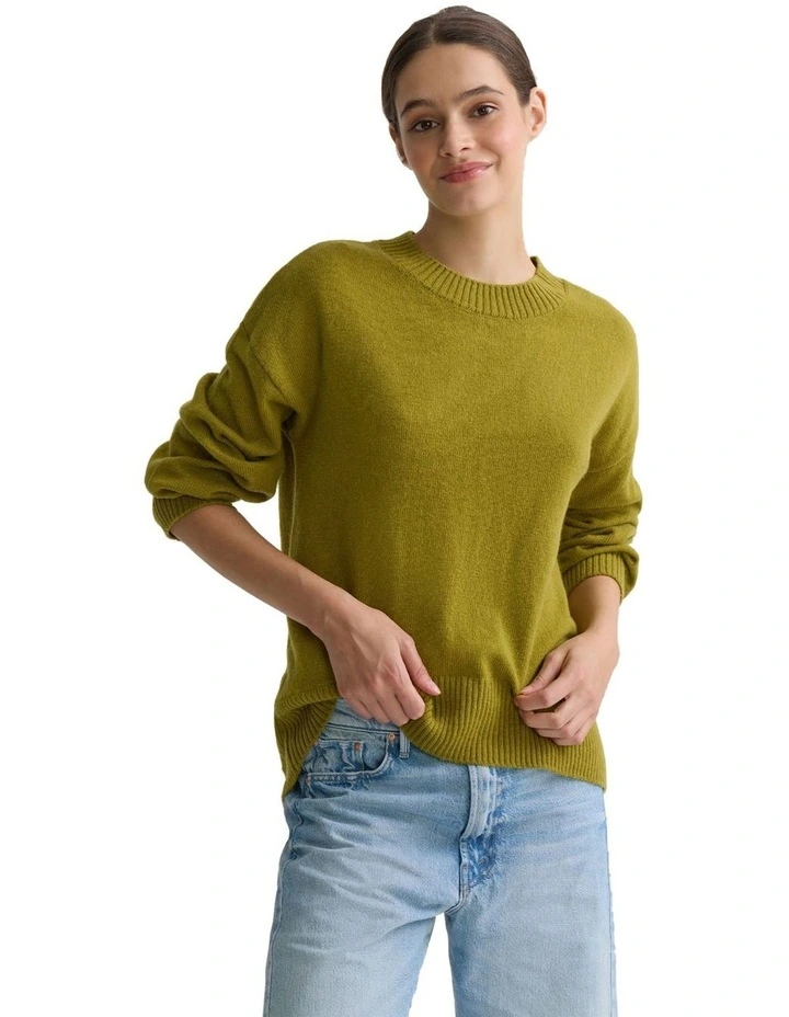Toni Cashmere Blend Crew Neck Jumper in Light Olive image 5