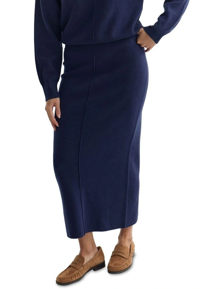 Renny Knitted Skirt in Navy image 4