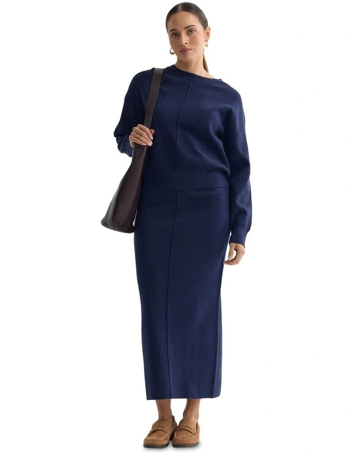 Renny Knitted Skirt in Navy image 5