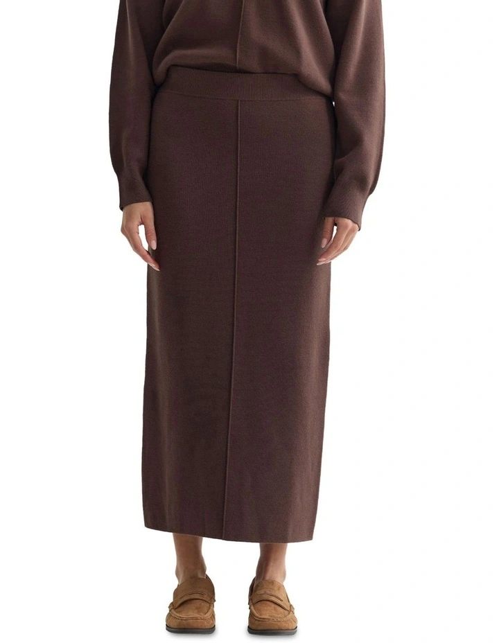 Renny Knitted Skirt in Chocolate image 1