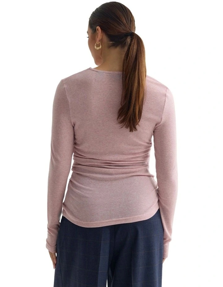 Lucy Fine Wool Knit Jumper in Pink image 2