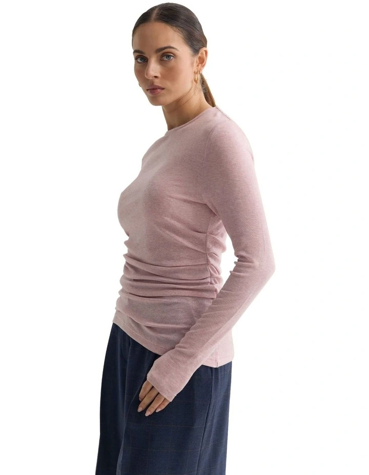 Lucy Fine Wool Knit Jumper in Pink image 3