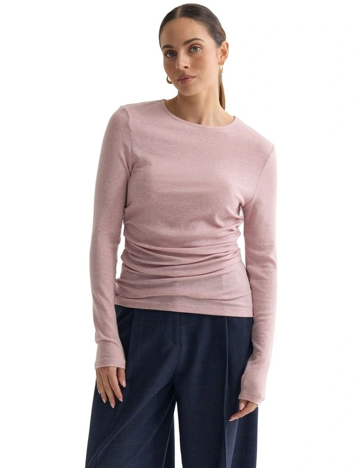 Lucy Fine Wool Knit Jumper in Pink image 5