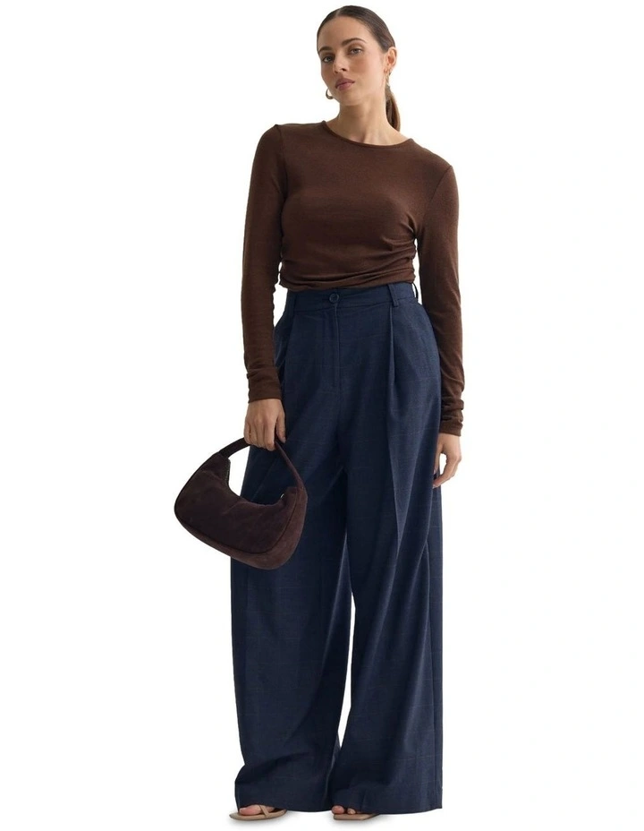 Lucy Fine Wool Knit Jumper in Chocolate image 1