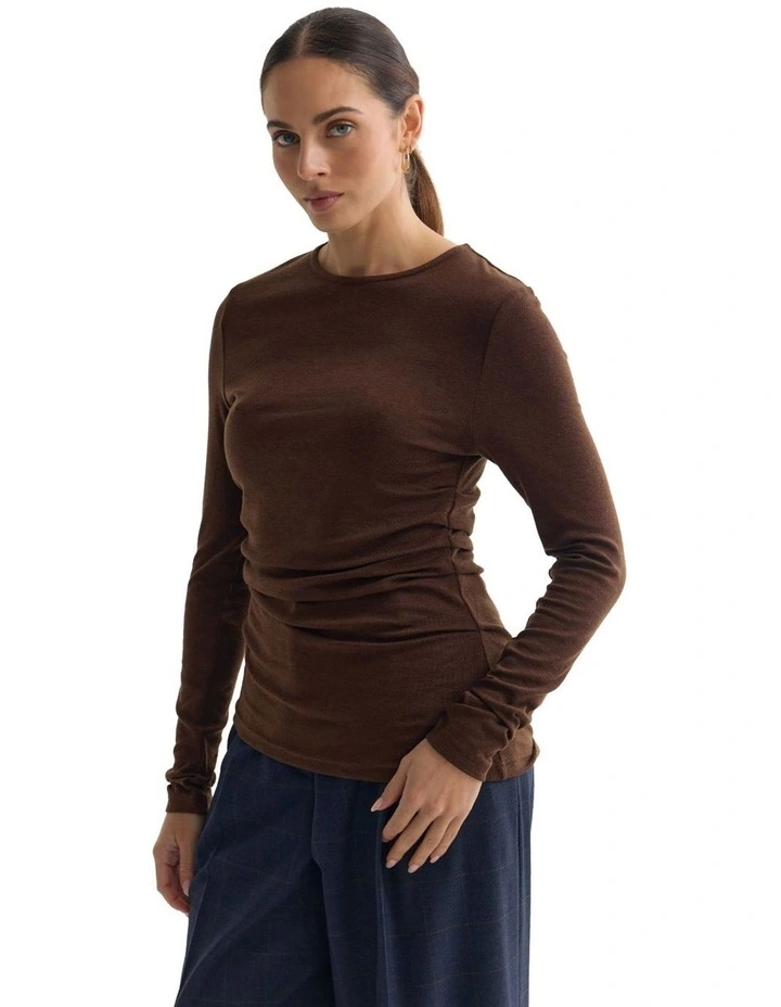 Lucy Fine Wool Knit Jumper in Chocolate image 4
