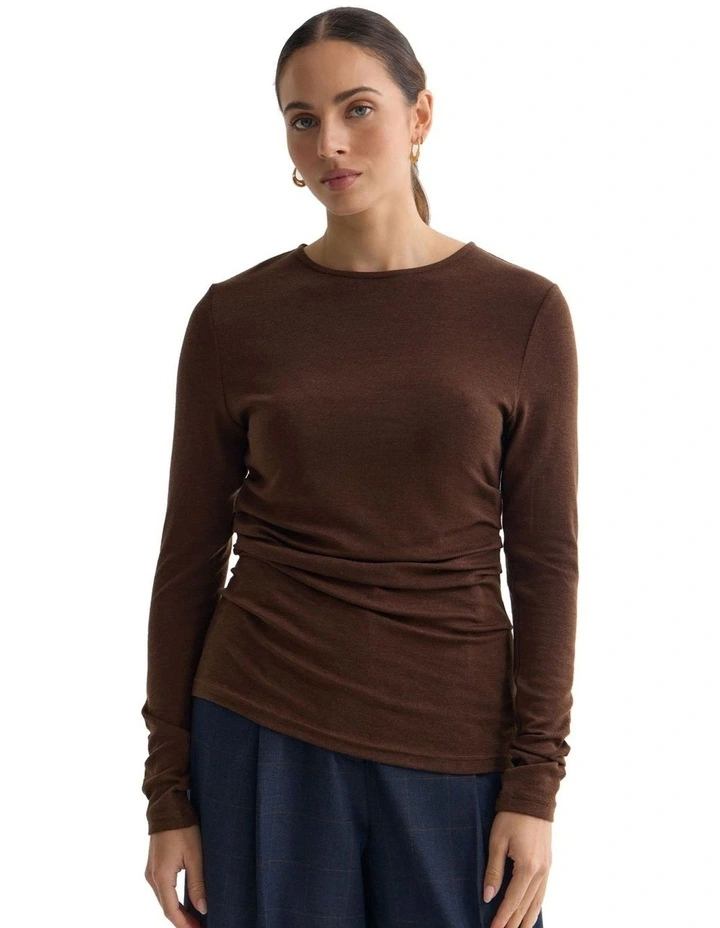 Lucy Fine Wool Knit Jumper in Chocolate image 5