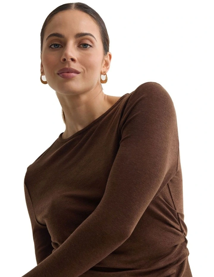 Lucy Fine Wool Knit Jumper in Chocolate image 7