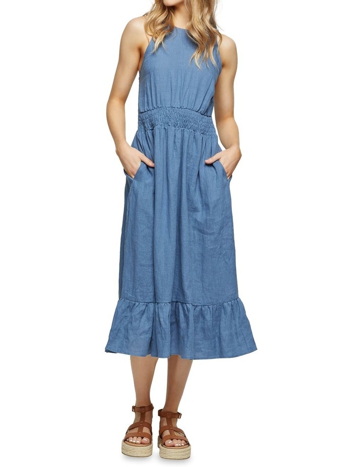 Cara Linen Dress Blue