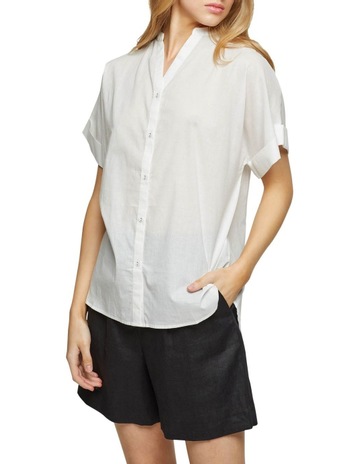 Oxford Cara Voile Shirt Off White | MYER